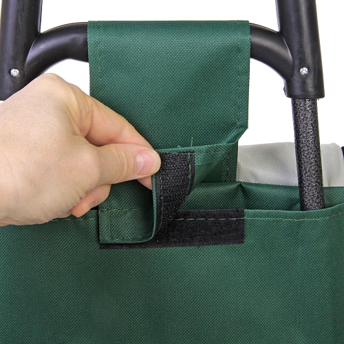 Тележка хозяйственная с сумкой (933330см, колеса 16см, до 30 кг) цветы зеленая_7