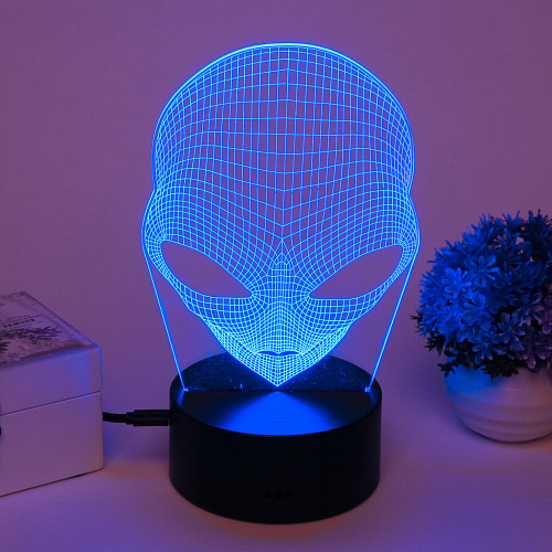 Светильник ночник 3D-Пришелец на пластиковой подставке, с включателем USB_7