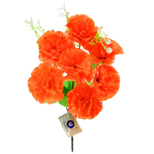 Искусственные цветы "Букет Гвоздик" 34см 7цветков оранжевые