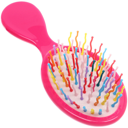 Расчёска массажная детская Little darling, Милая Аннет, цвет ярко - розовый, разноцветные зубчики, 13,86см (пакет с подвесом)_4