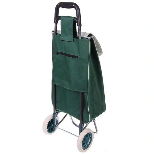 Тележка хозяйственная с сумкой (933330см, колеса 16см, до 30 кг) цветы зеленая_5