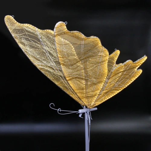 Фигура светодиодная "Волшебная Бабочка" на стойке h-2,08м, длина крыла 100 см, без движения,220v,Теплый белый