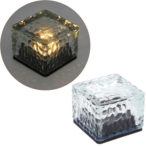 Фонарь садовый "Куб" 7*7*5,5 см, на солнечной батарее, Теплый белый