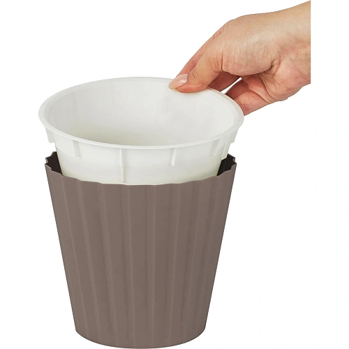 Горшок для цветов пластиковый 5,8л d-23см Sand  c дренажной вставкой, французский платан_5