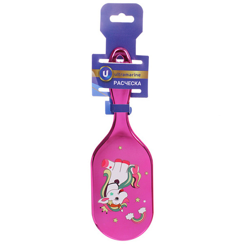 Расческа массажная детская зеркальная Animals, стильные Единорожки, микс 4 цвета, 7,523 см (блистер Ultramarine)_4