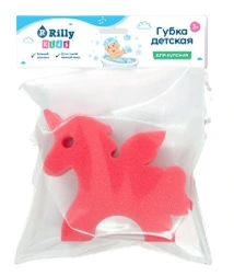 Губка для тела поролоновая детская фигурная RILLY "Единорог", цвет розовый 11*9.5*4см