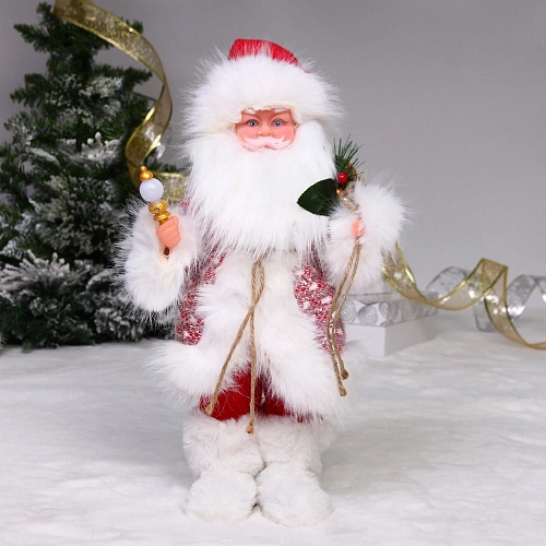 Дед Мороз - Лесовичок "Хранитель праздника" 40 см, Красный/белый