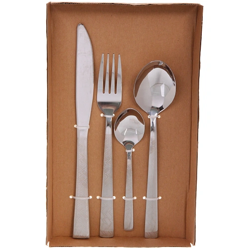 Набор столовых приборов SANLI 24шт (6ножей, 6вилок, 6стложек, 6чложек), с узором, цвет серебро_6