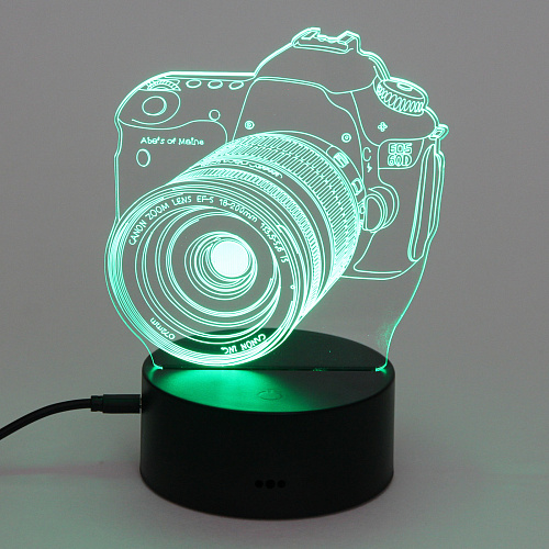 Светильник ночник 3D-Фотоаппарат на пластиковой подставке, с включателем USB_6