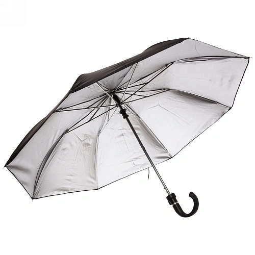 Зонт мужской полуавтомат Классика-2017 цвет черный, ручка крючок, 8 спиц, d-95см, длина в слож виде 40см  _5