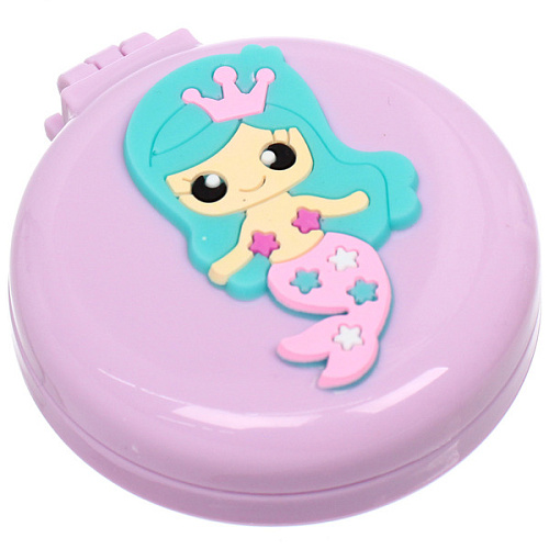 Расческа массажная детская складная КАРАМЕЛЬ, русалочка, цвет фиолетовый, d-6см (пакет с подвесом)_3