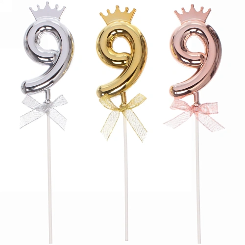 Топпер Цифра Королевский вечер "9" 22 см, микс