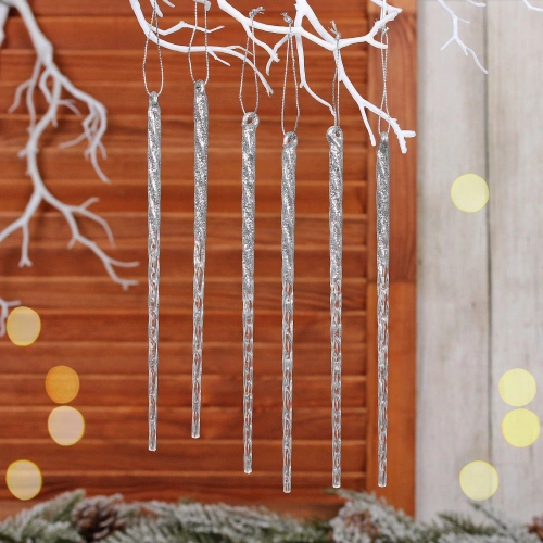 Подвеска "Снежный хрусталь" 18 см (набор 6 шт), Серебро