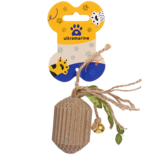 Игрушка - когтеточка ЦапЦап, валик с бубенчиком, цвет коричневый, 125,33,8см _3