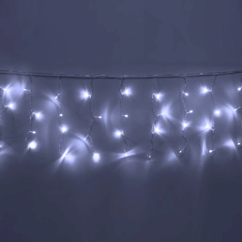 Гирлянда для дома БАХРОМА Мерцание ш1,5м в40 см 48 ламп LED, прозрачн провод, авторежим, IP-20, Белый (белое мерцание)_2