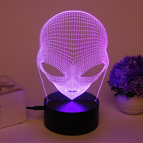 Светильник ночник 3D-Пришелец на пластиковой подставке, с включателем USB_9