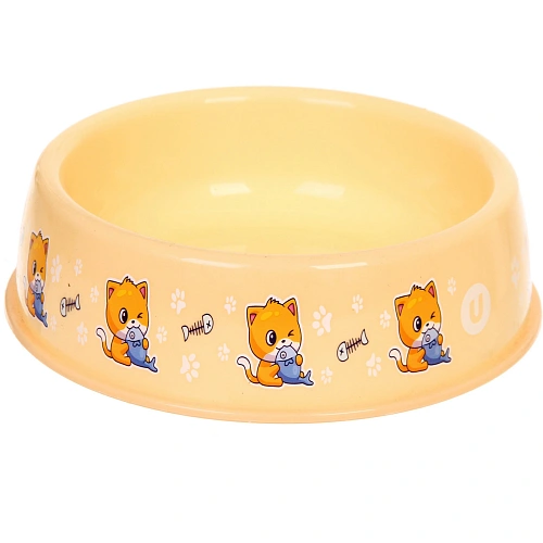 Миска пластиковая "МОЙ БРО - Любитель рыбки!, цвет бежевый  21*6,5см (логотип на миске) 700мл