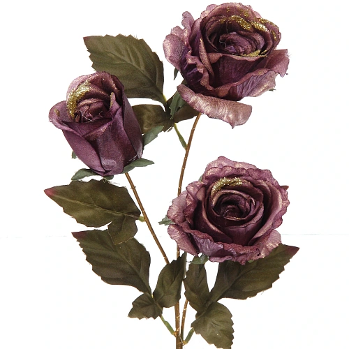 Искусственные цветы FLOWERS GLAMOUR 65см Розы 3 цветка лиловые_7