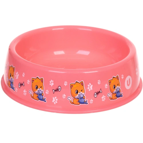 Миска пластиковая "МОЙ БРО - Любитель рыбки!, цвет розовый  21*6,5см (логотип на миске) 700мл