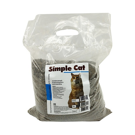 Наполнитель для кошачьего туалета минеральный впитыв. "Simple Cat" для короткош. кошек, 5 л