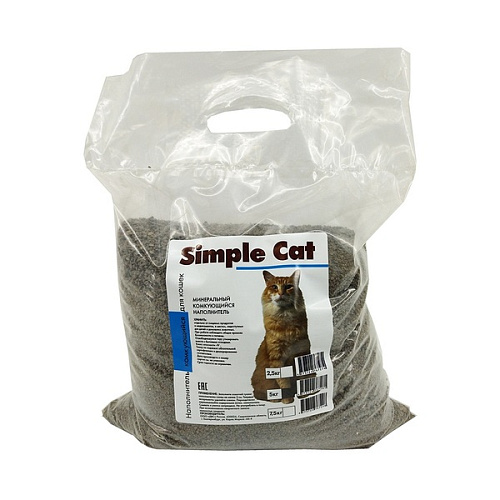Наполнитель для кошачьего туалета минеральный впитыв. "Simple Cat" для короткош. кошек, 5 л