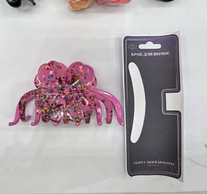 Заколка - краб для волос "AKS - VIENTO", микс 6 цветов, цветок, 11*6см 