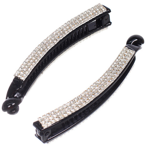 Заколка - банан для волос в пакете "PREMIUM", фагора, цвет чёрный, 10см