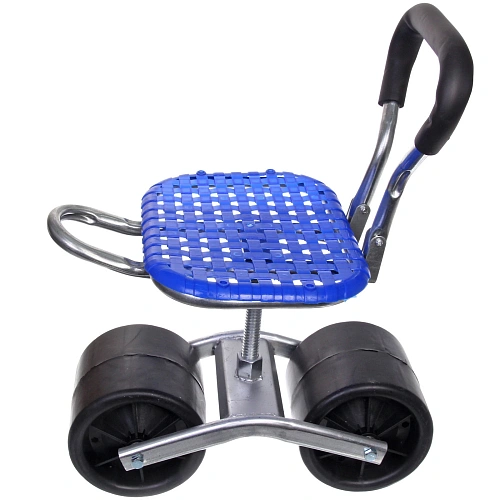 Стул садовый на колесах для прополки и работы в саду 354714см с поворотным механизмом(360°) складная спинка, цвет синий_4