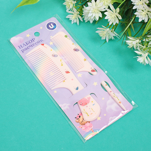 Расчески в наборе детские на блистере 2шт Сияй и Мерцай!, китёнок, 144162,5см_3