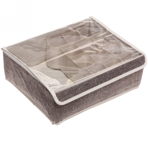 Кофр - органайзер для хранения вещей с прозрачной крышкой "УЮТДОМА", цвет серый, 13 отделений, 32*24*12см