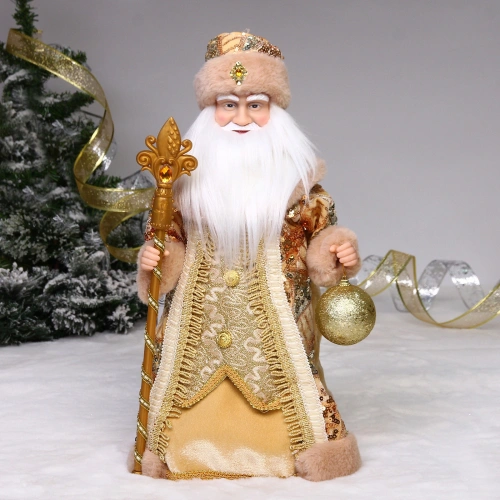 Дед Мороз музыкальный "Золотой праздник" 50 см (золотая шубка)