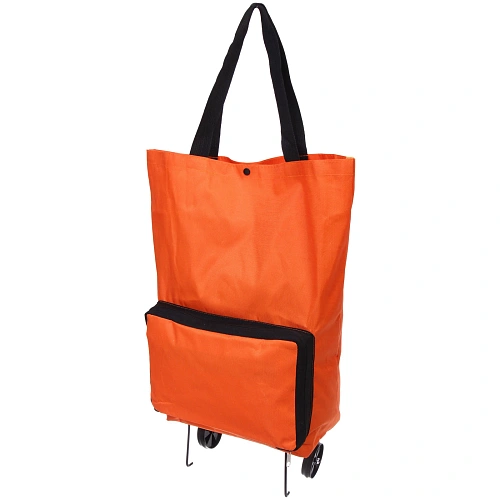 Сумка хозяйственная складная на 2х колёсах оранжевая SYD-024_12