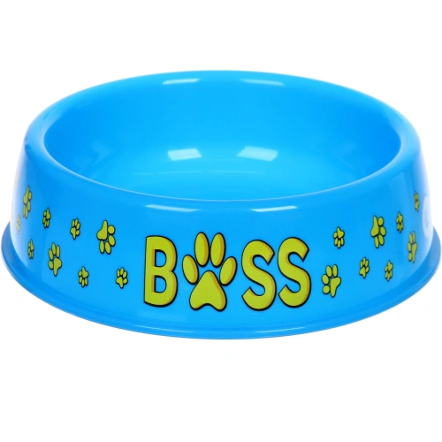 Миска пластиковая "МОЙ БРО - БОСС!, цвет небесно-синий,   21*6,5см (логотип на миске) 700мл