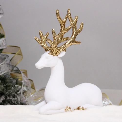 Фигурка новогодняя "Северный олень" 19.5*8*25 см, Белый/золото
