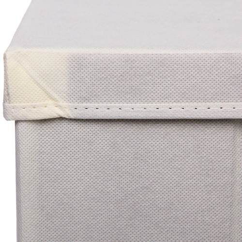 Короб - органайзер складной стеллажный для хранения вещей с крышкой ДОМания, цвет бежевый, 282828см (лейбл)_3