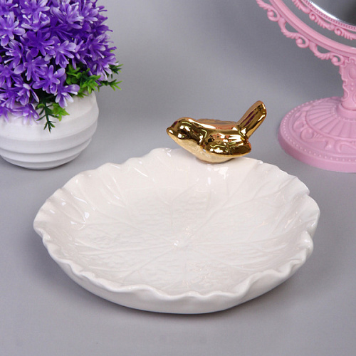 Подставка керамическая GOLD Podarok, кувшинка, цвет белый, 1212см (упаковка индив пленка)_4