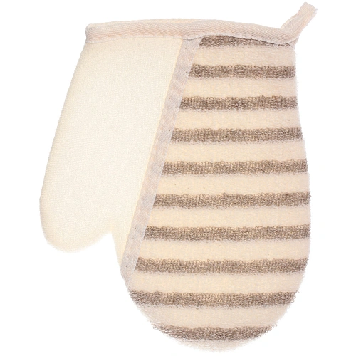 Мочалка - варежка массажная SANTA MONIKA - BOKALLI, цвет белый  серый, 2218см (ZIP пакет)_5