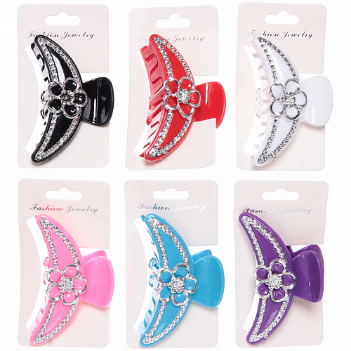 Заколка-краб для волос на блистере Emily Collection - Lili, микс 6 цветов, 7,5см _14