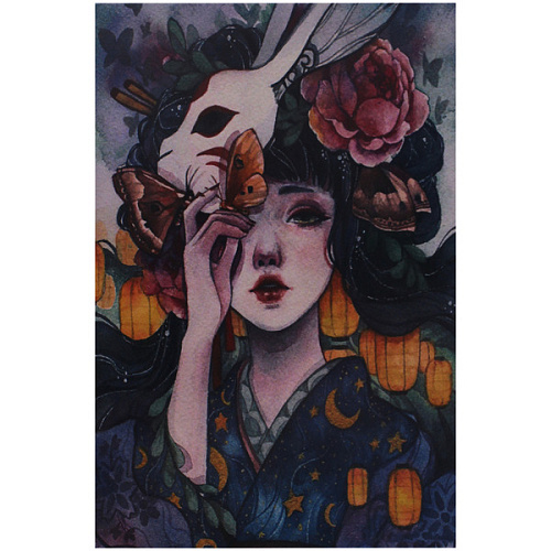 Алмазная мозаика на подрамнике с полным заполнением "МИР ЯРКИХ КРАСОК", Ёко с маской, 20*30 см