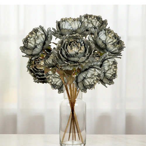 Искусственные цветы FLOWERS GLAMOUR 60см Пионы 2 цветка зеленые_10