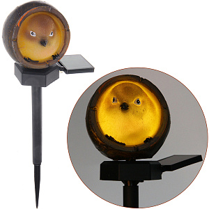 Светильник на солн.батарее "Воробей" 8,5*8*8,5 см, (свечение теплый белый)