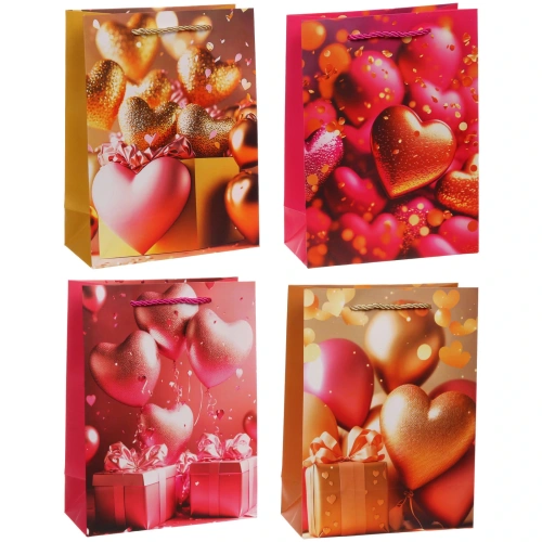 Пакет подарочный "Море сердец" 18*24*8.5 см