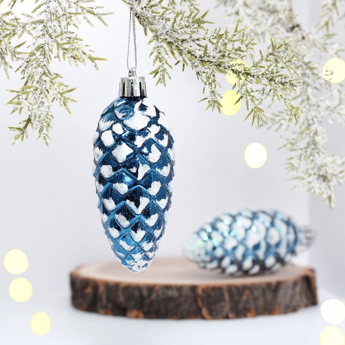 Ёлочные игрушки "Таинственное очарование" Шишки 9 см (набор 2шт), сапфир