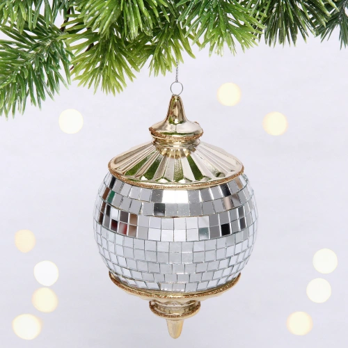 Елочная игрушка "Новогодняя дискотека" 8*8*13 см, золото