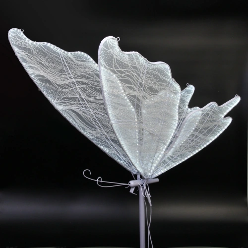 Фигура светодиодная "Волшебная Бабочка" на стойке h-2,08м, длина крыла 100 см, без движения,220v,Белый