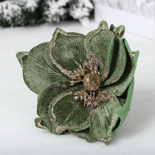 Украшение новогоднее "Пуансеттия - Симфония" 21 см, Изумруд