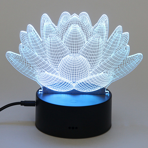 Светильник ночник 3D-Лотос на пластиковой подставке, с включателем USB_4