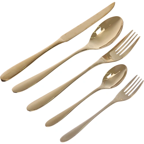 Набор столовых приборов SANLI 20шт (4ножа, 4ствилки, 4десвилки,4стложки, 4чложки), цвет золото_4