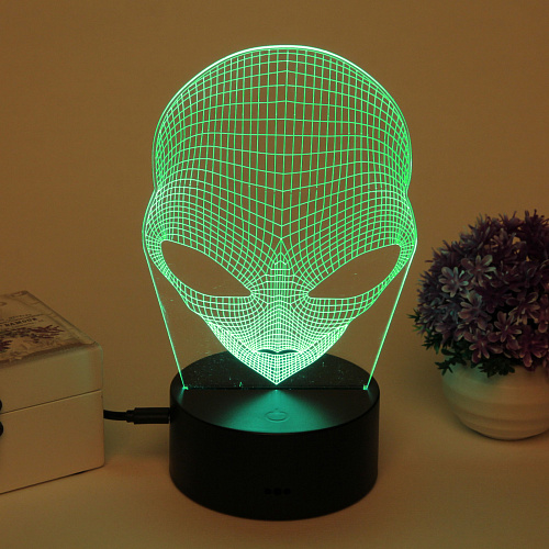 Светильник ночник 3D-Пришелец на пластиковой подставке, с включателем USB_8