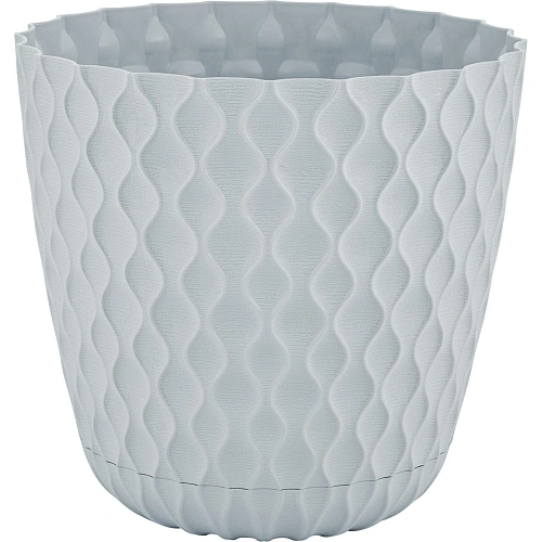 Горшок для цветов пластиковый 4,7л d-20,5см "Wave" с дренажной сеткой и съемным поддоном, утренний туман
